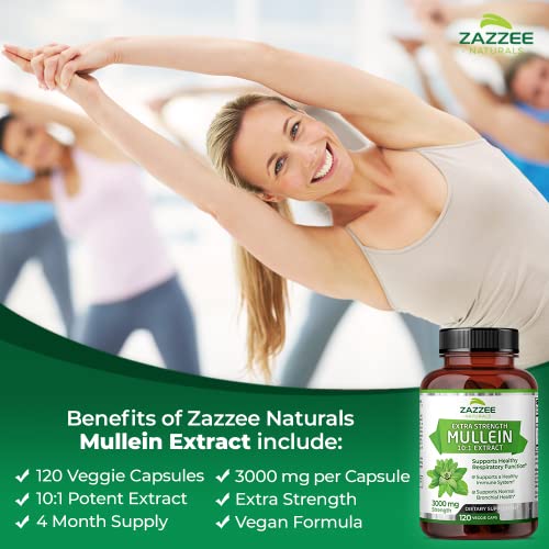 Zazzee Extra Strength Mullein 10:1 Extract, 3000 mg Strength, 120 Vegan Capsules Zazzee Au supplements
