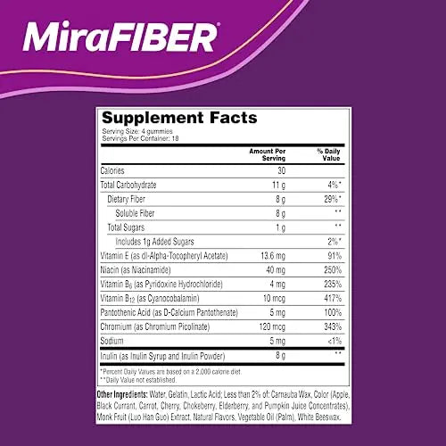 MiraLAX: MiraFIBER Gummies, 8g of Daily Prebiotic Fiber with B Vitamins to Support MiraLAX Au supplements