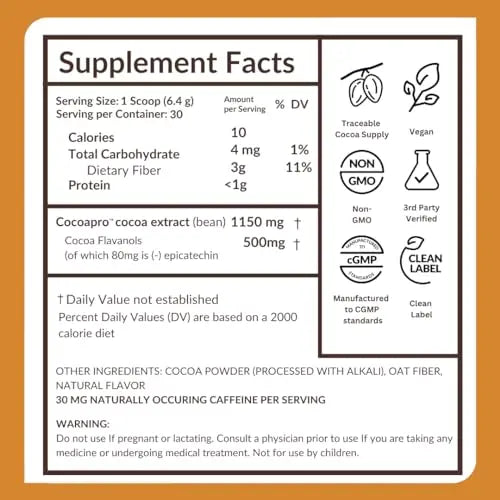 CocoaVia Cardio Health Cocoa Powder, 60 Servings, 500mg Cocoa Flavanols CocoaVia Au supplements
