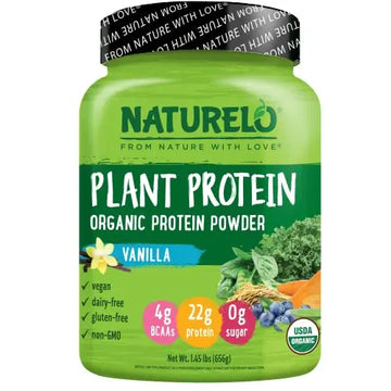 NATURELO Plant Protein Powder, Vanilla, 22g Protein - Non-GMO, 20 Ser NATURELO Au supplements
