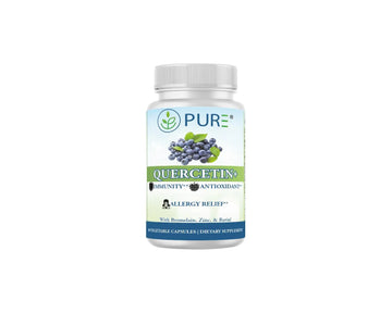 PURE® Quercetin+ with Zinc, Bromelain, Rutin Immune Shield - 60 Capsules - High Bioavailability Antioxidant Complex for Respiratory Health & Viral Defense - Made in USA PURE Au supplements