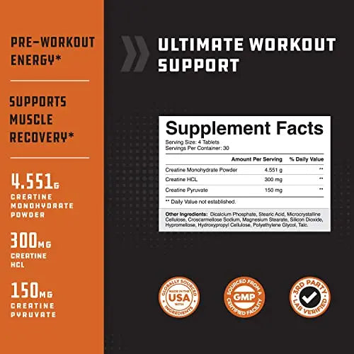 High Strength Tri Phase Creatine Pills - Muscle Mass Gainer and Muscle Recovery Creatine Natures Craft Au supplements
