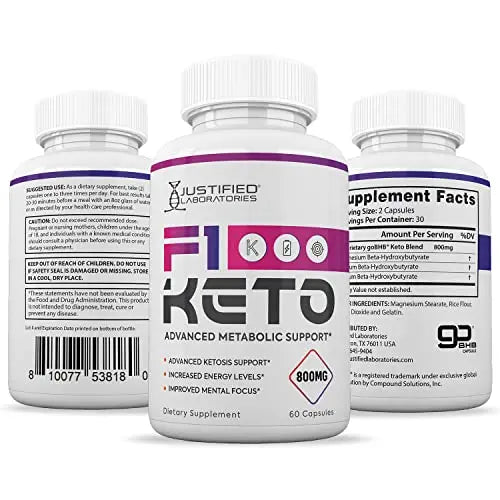 (3 Pack) F1 Keto Pills 800MG Includes goBHB Exogenous Ketones Advanced Ketosis Justified Laboratories Au supplements