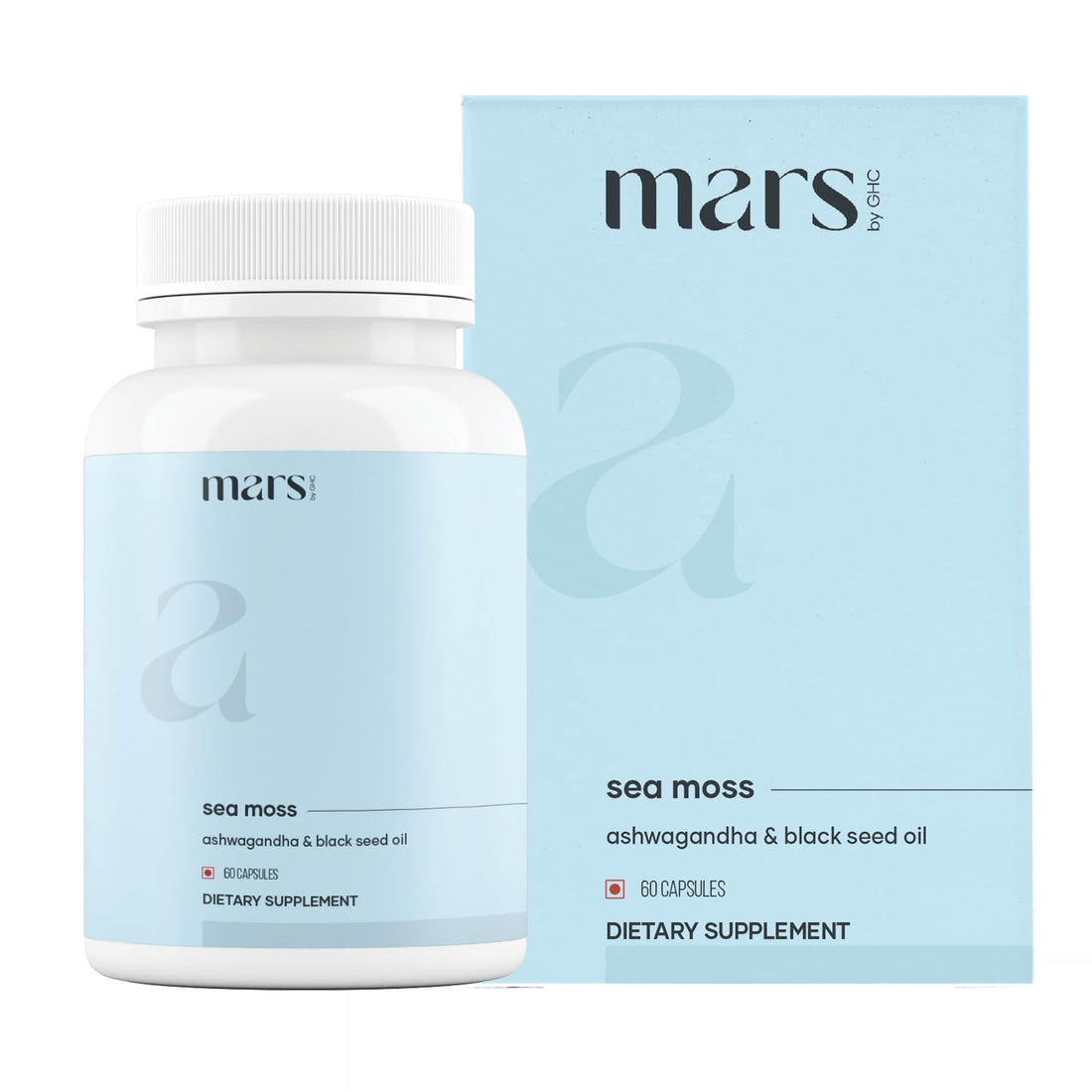 mars by GHC Mars Surge Natural Sea Moss Caps (60N) | Packed with 84 Minerals | Powered with Black Seed Oil | | Overall Well Being - Pack of 1 mars by GHC Au supplements