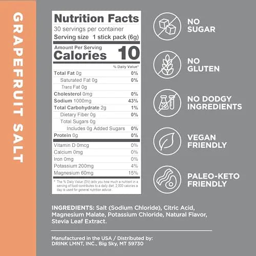 LMNT Zero-Sugar Electrolytes - Grapefruit Salt - Hydration Powder Packets | No Dodgy Drink LMNT Au supplements