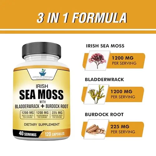 American Standard Supplements Irish Sea Moss 1200mg, Bladderwrack 1200mg American Standard Supplements Au supplements