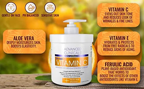 Advanced Clinicals Vitamin C Cream. Advanced Brightening Cream. Anti-aging cream Advanced Clinicals Au supplements