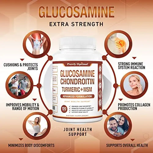 Purely Optimal Premium Glucosamine Chondroitin MSM Supplement Tablets w/Turmeric Purely Optimal Au supplements