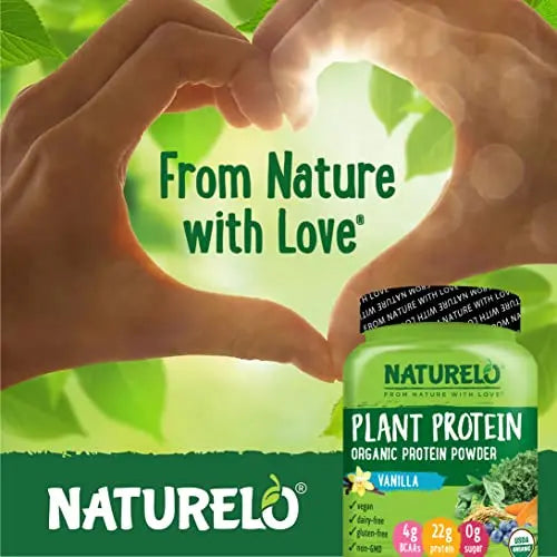 NATURELO Plant Protein Powder, Vanilla, 22g Protein - Non-GMO, 20 Ser NATURELO Au supplements