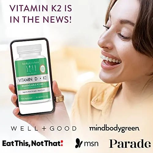 Body Kitchen Vegan Plant-Based Vitamin D3 + K2 (MK7) Supplement, Bone and Heart Body Kitchen Au supplements