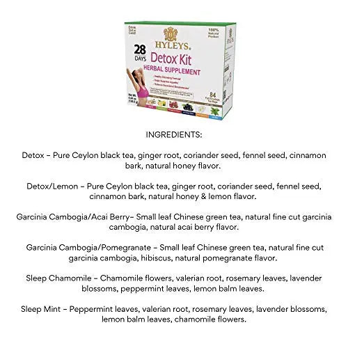 Hyleys Detox Tea for Cleanse - 28 Day Kit - 84 Tea Bags - Gift Gift For Mom For Mom HYLEYS Au supplements