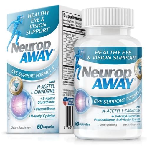 NeuropAWAY Eye Support Supplement 60CT with Lutein N-Acetyl L-Carnosine S-Acetyl Glutathione N-Acetyl Cystiene Pterostilbene Lycopene Zeaxanthin to Support Healthy Vision, Helps Blurry and Dry Eyes NeuropAWAY Au supplements