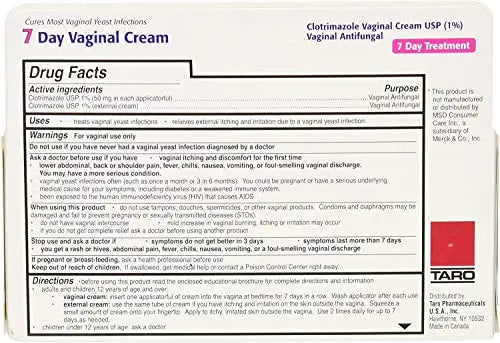 Taro Clotrimazole 7 Vaginal Cream 45 g ( Pack of 2) Ever Ready First Aid Au supplements