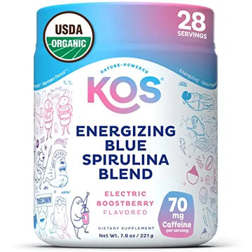 KOS USDA Organic Energizing Blue Spirulina Blend - 70 mg Organic Caffeine, B-Complex KOS Au supplements