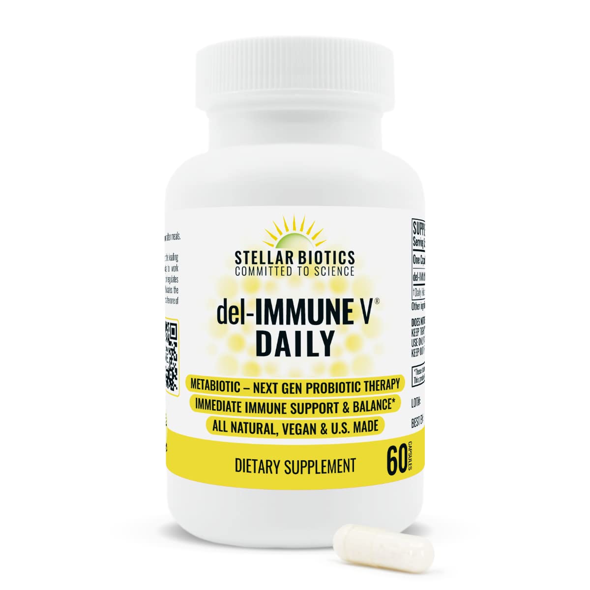 Del-Immune V Daily by Stellar Biotics, All-Natural Immune Support & Gut Health, Immediate Care, Metabiotic: NextGen Probiotic Therapy (60 Caps) Del-Immune V Au supplements
