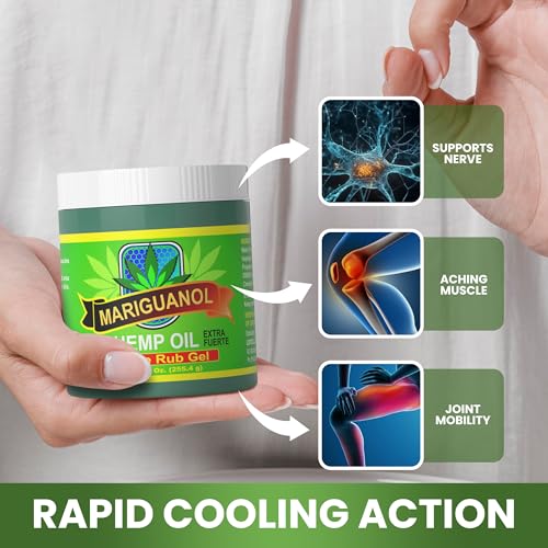 MARIGUANOL Extra Strong Muscle Rub Gel with Hemp Oil, Menthol & Camphor – Cooling, Fast-Absorbing Topical Gel for Post-Workout Active Lifestyles – Net Wt. (9 Ounce) MARIGUANOL Au supplements