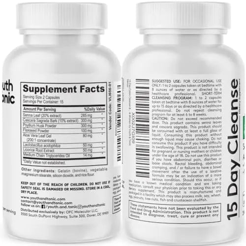 Youth & Tonic 15 Day Colon Cleanser & Detox for Waste Loss to Feel Lighter Youth & Tonic Au supplements