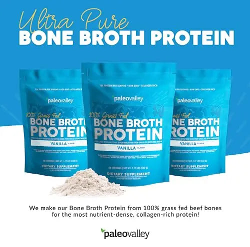 Paleovalley 100% Grass Fed Bone Broth Protein Powder - Vanilla - Rich in Collagen for Hair Paleovalley Au supplements