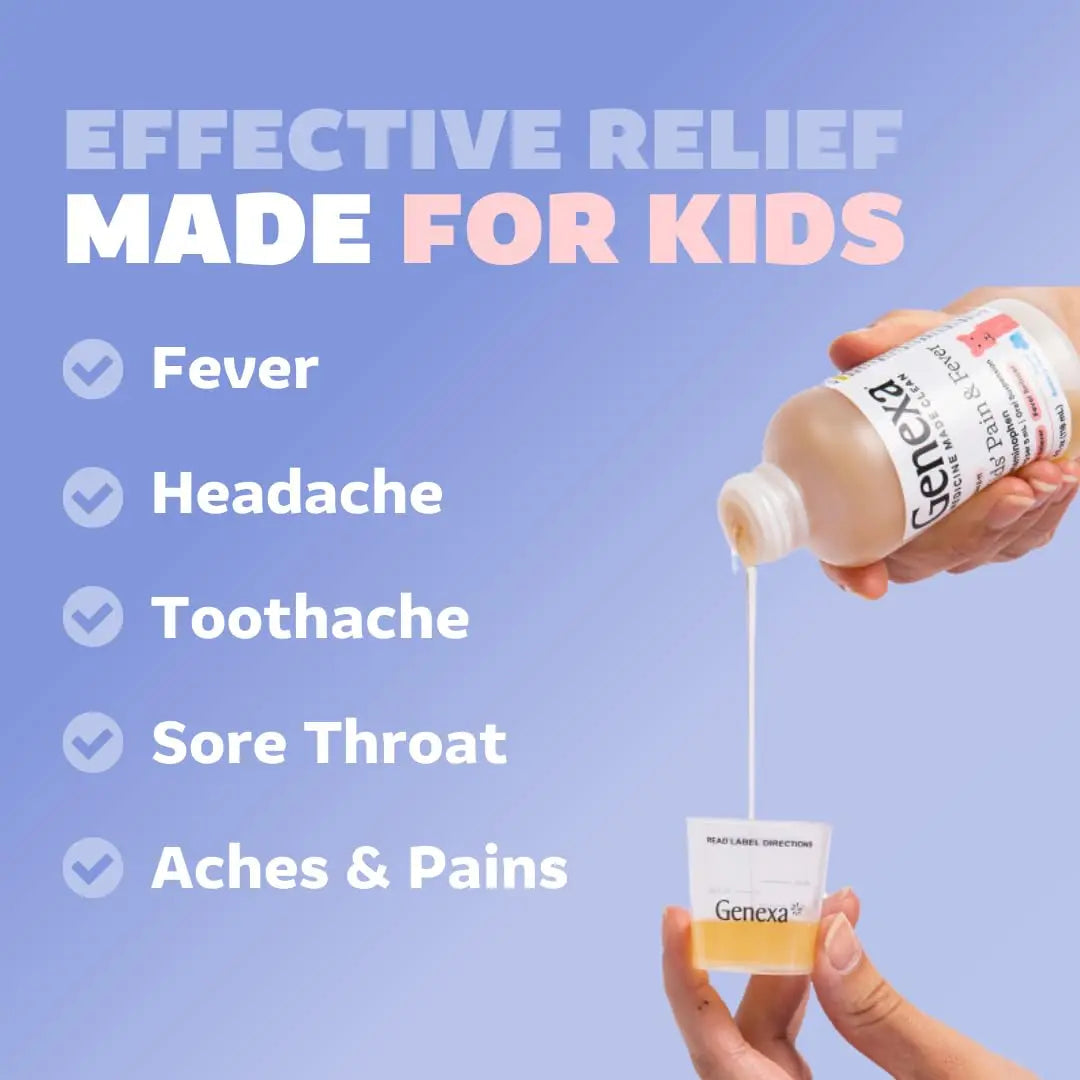 Genexa Kids & Adults Clean Acetaminophen Combo | Family Pain & Fever Bundle | Dye Free, 0% Artificial Additives | Vegan & Non-GMO | Medicine Made Clean | Ages 2-11, 12+ (2 Pack) Genexa Au supplements