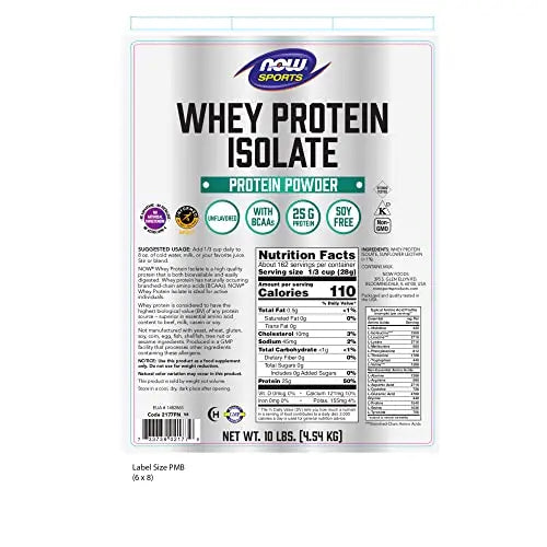 NOW Sports Nutrition, Whey Protein Isolate, 25 g With BCAAs, Unflavored Powder NOW Au supplements