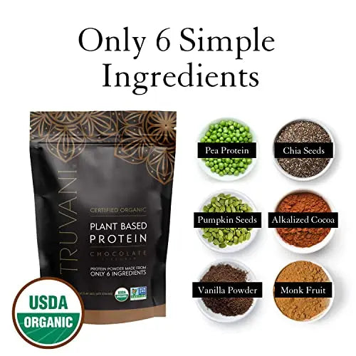Truvani Organic Vegan Protein Powder Chocolate - 20g of Plant Based Protein, Organic Truvani Au supplements