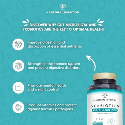 Probiotics 150 Billion CFU - 20 Strains with Prebiotics & Zinc. Highest Concentration N2 Natural Nutrition Au supplements