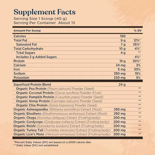 Four Sigmatic Organic Vegan Protein Powder | 18g Plant-Based Protein per Serving Four Sigmatic Au supplements