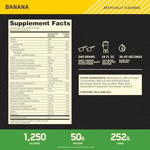 Optimum Nutrition Serious Mass, Weight Gainer Protein Powder with Creatine, Added Optimum Nutrition Au supplements