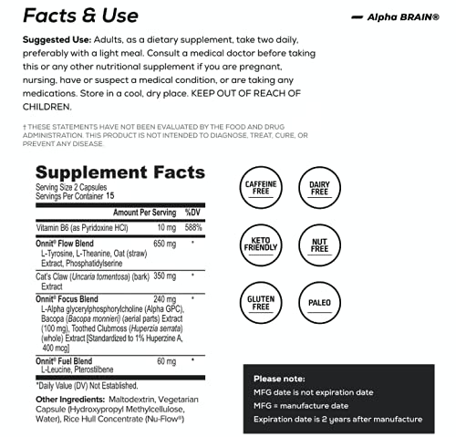 ONNIT Alpha Brain (120ct) - Over 1 Million Bottles Sold - Premium Nootropic Brain Sup ONNIT Au supplements