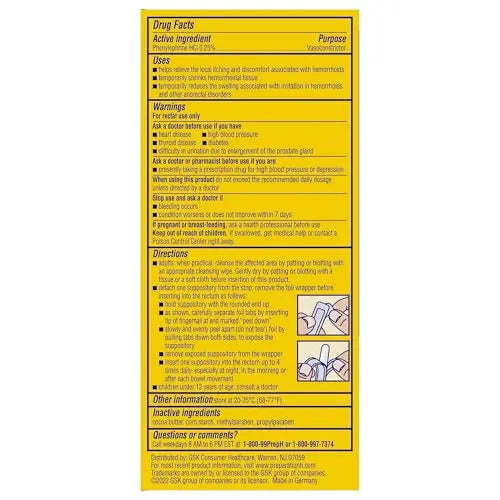 PREPARATION H Hemorrhoid Symptom Treatment Suppositories, Burning, Itching and Discomfort Relief (48 Count) Preparation H Au supplements