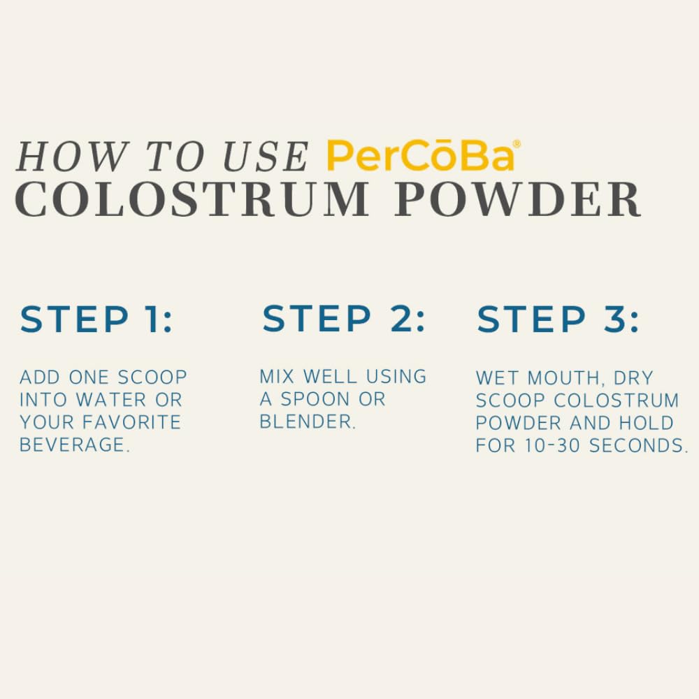 Colostrum Supplement for Gut Health, Bloating, Hair Growth, Muscle Recovery, Immune Support - Unflavored Bovine Colostrum Powder Made in USA, Non-GMO, Gluten Free, 120 Grams Per Serving - 40 Servings PERCOBA Au supplements