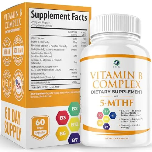 1 Body Vitamin B Complex – 5-MTHF Folate with B1, B2, B5, B6 1 Body Au supplements