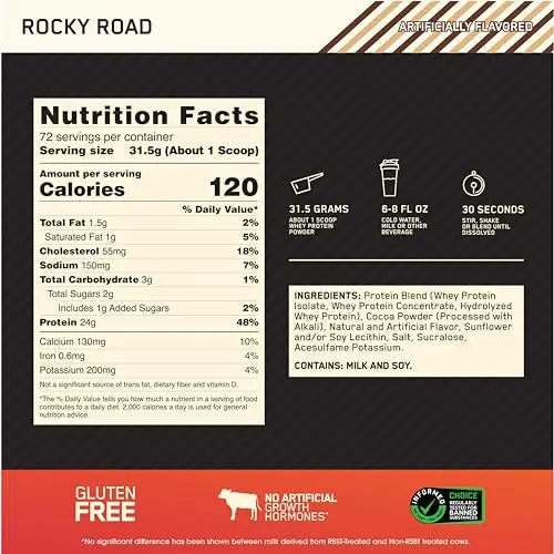 Optimum Nutrition Gold Standard 100% Whey Protein Powder, Rocky Road, 5 Pound Optimum Nutrition Au supplements