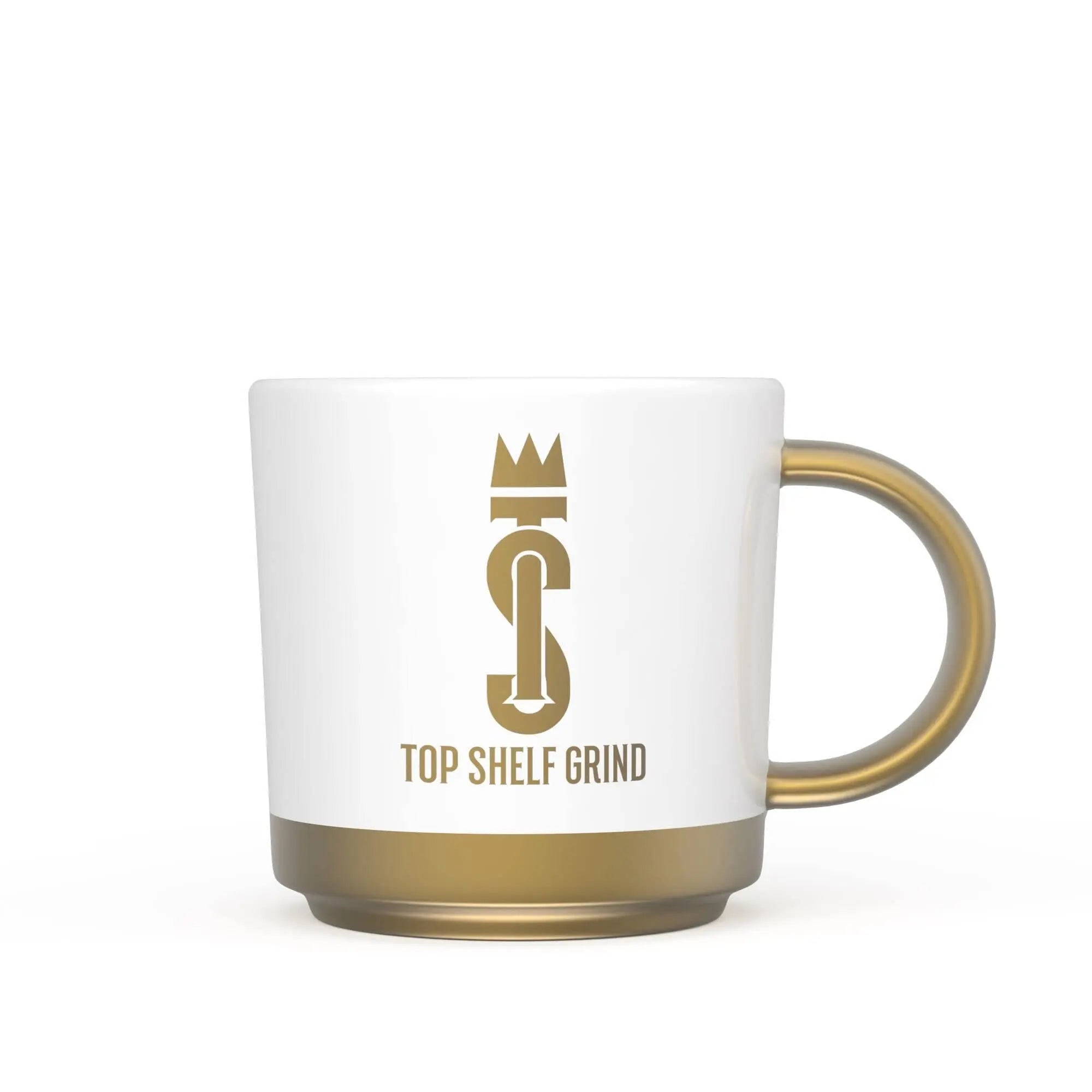 Top Shelf Grind Coffee Mug - The Prosperity Cup (Drink & Grow Rich) - White & Gold Join Top Shelf Grind Au supplements