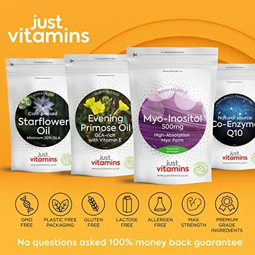 Myo-Inositol Capsules - 500mg x90 Capsules - Pure Premium Quality Myo Inositol Vitamin Just Vitamins Au supplements