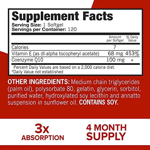 Qunol CoQ10 100mg Softgels, Ultra CoQ10 100mg, 3x Better Absorption, Antioxidant Qunol Au supplements