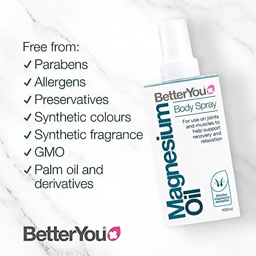 BetterYou Magnesium Oil Body Spray, Pure and Natural Source of Magnesium Chloride BetterYou Au supplements