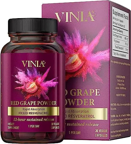 VINIA 12-Hour Sustained Release Piceid Resveratrol Supplement. Nitric Oxide Supplement VINIA Au supplements