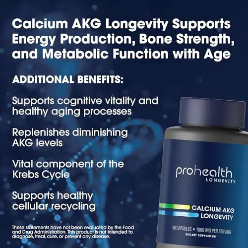 ProHealth Calcium AKG Longevity (Alpha Ketoglutarate) (1,000 mg per 2 Capsule Serving ProHealth Au supplements