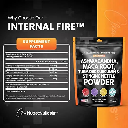 4in1 Ashwagandha Maca Root Powder Supplement with Turmeric Stinging Clean Nutraceuticals Au supplements