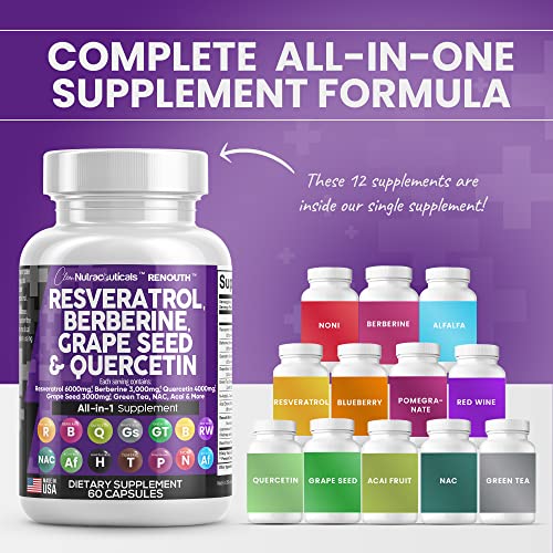 Resveratrol 6000mg Berberine 3000mg Grape Seed Extract 3000mg Clean Nutraceuticals Au supplements