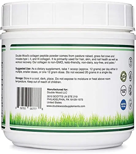 Collagen Peptides Powder - Hydrolyzed Collagen, Keto Safe - 16.08oz - Multi Type 1, 2 Double Wood Supplements Au supplements
