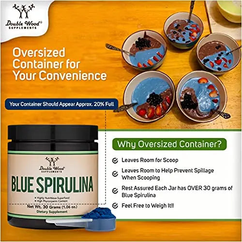 Blue Spirulina Powder - Maximum 35% Phycocyanin Content, Superfood Powder from Blue Double Wood Supplements Au supplements