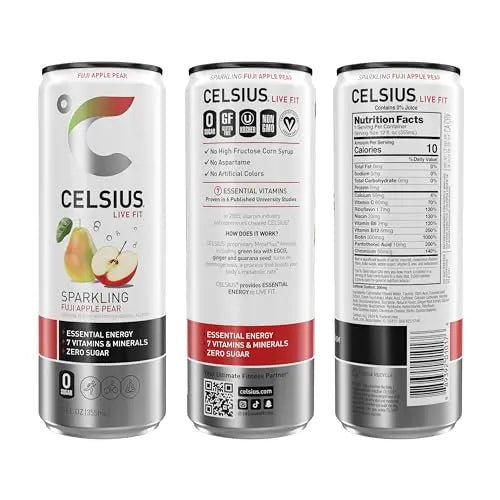 CELSIUS Sparkling Fuji Apple Pear, Functional Essential Energy Drink 12 Fl Oz (Pack of 12) CELSIUS Au supplements