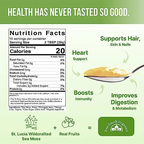 EverSmith Organics - Wildcrafted Irish Sea Moss Gel | Made in USA | Rich in Vitamins EverSmith Organics Au supplements