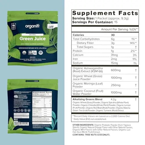 Organifi: GO Packs - Green Juice - Organic Superfood Supplement Powder - 15 Servings Organifi Au supplements