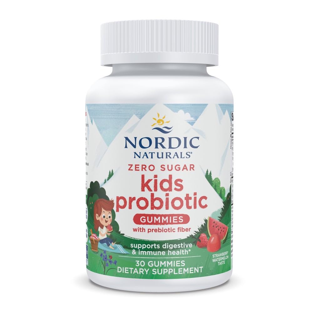Nordic Naturals Zero Sugar Kids Probiotic Gummies - Strawberry Watermelon Flavor - 30 Gummies - Supports Digestive Wellness & Immune Health - Non-GMO - Third Party Tested - Vegan - 30 Servings Nordic Naturals Au supplements