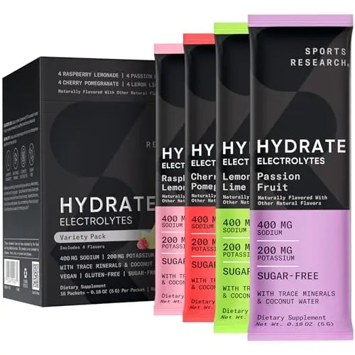 Sports Research Hydrate Electrolytes Powder Packets - Sugar-Free & Naturally Flavored Sports Research Au supplements