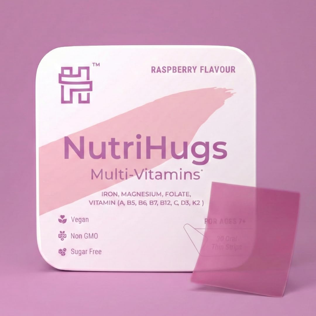NutriHugs Daily Multivitamin Dissolving Strips - Vitamins A, B-Complex, C, D3 and K2 - 11 Essential Vitamins & Minerals - Vegan, Sugar-Free, Fast-Absorbing Oral Thin Film - Doctor-Founded - 30 Count MedHugs Au supplements