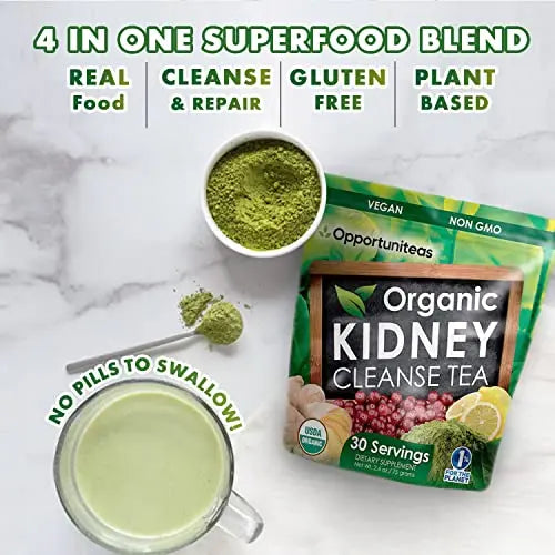 Opportuniteas Organic Kidney Detox Tea- Matcha Green Tea, Cranberry, Lemon & Ginger Opportuniteas Au supplements